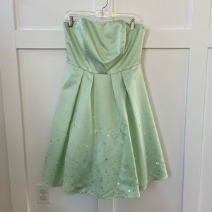 David’s Bridal Pistachio Color Strapless Bridesmaid Dress